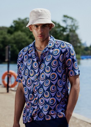 Koszule Ben Sherman B by Ben Sherman Psychedelic Print Fioletowe | 01AUYTZQB