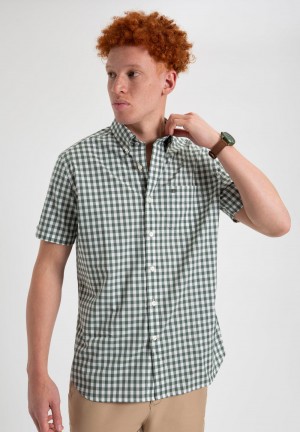 Koszule Ben Sherman House Poplin Gingham Oliwkowe | 21ISOGJPZ