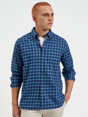 Koszule Ben Sherman House Tartan Twill Granatowe | 92QCIKOHB