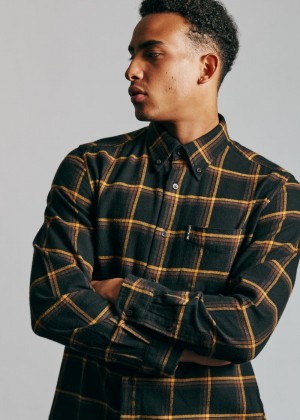 Koszule Ben Sherman Oversized Brushed Check Czarne | 94TQCLNZI