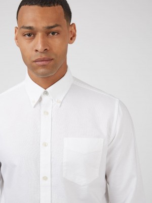 Koszule Ben Sherman Signature Organic Long-Sleeve Oxford Białe | 16OPBKUSY