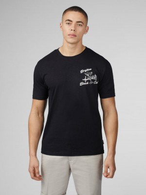 Koszulka Ben Sherman Signature Brighton Beach Club Czarne | 89WUEGHYL