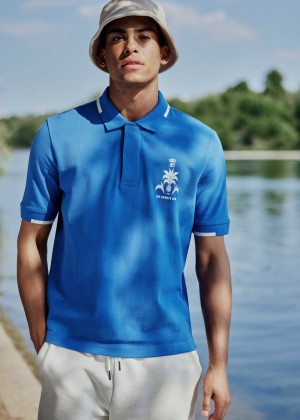 Koszulki Polo Ben Sherman B by Ben Sherman Sports Club Embroidered Niebieskie | 90QLIOWXB