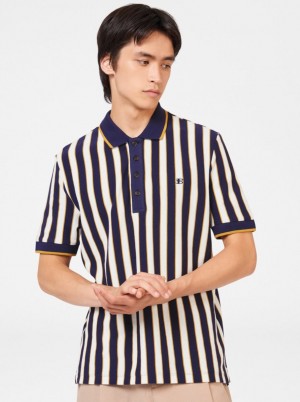 Koszulki Polo Ben Sherman B by Ben Sherman Vertical Stripe Fioletowe | 03TWRQGXI