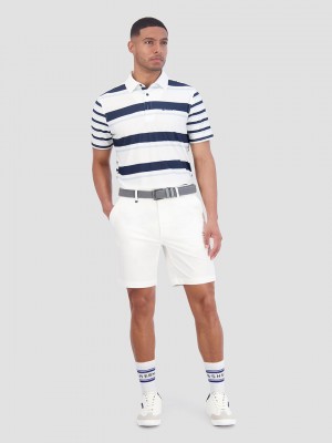 Koszulki Polo Ben Sherman Mixed Mod Stripes Tech Jersey Sports Fit Niebieskie | 50SBDNYRC