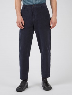 Spodnie Ben Sherman Tapered Corduroy Czarne | 76WCMAJZX