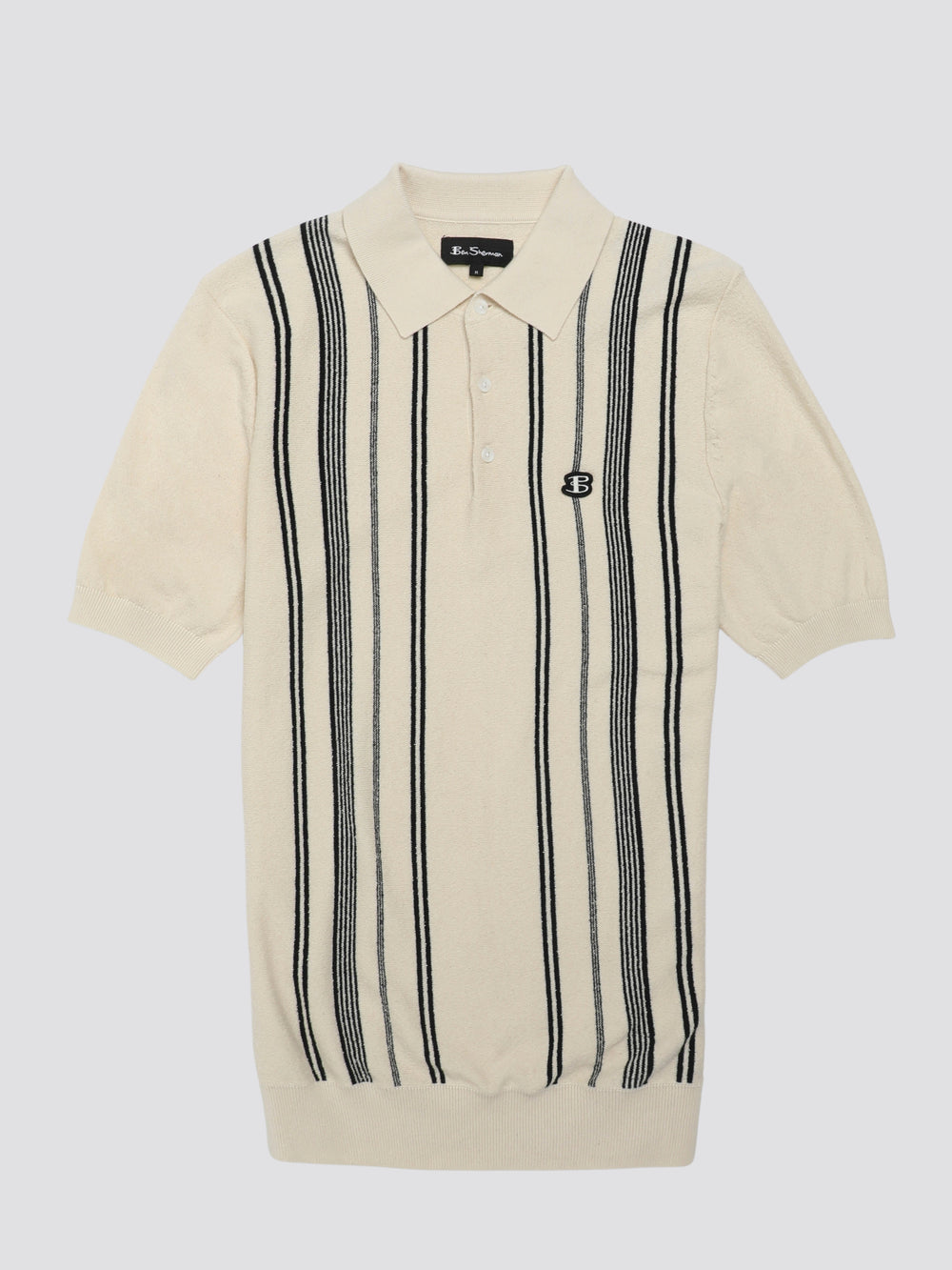 Dzianina Ben Sherman B by Ben Sherman Crinkle Cotton Stripe Polo Białe | 63OKVSRAB