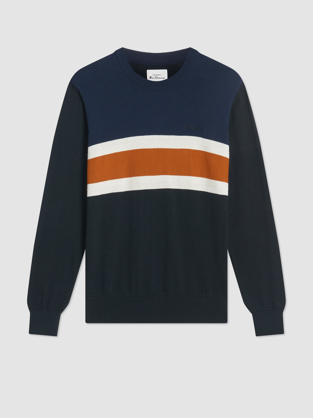 Dzianina Ben Sherman Chest Stripe Crewneck Czarne | 94JAKDWGC