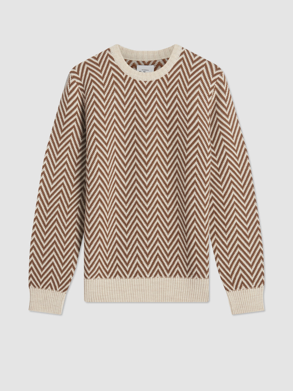 Dzianina Ben Sherman Chevron Jacquard Crewneck Białe | 96IMJUTAH