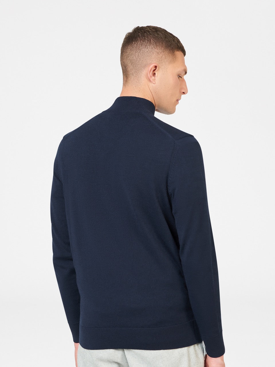 Dzianina Ben Sherman Merino Half-Zip Granatowe | 43SBUGKRJ