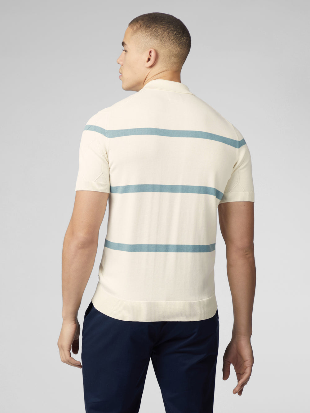 Dzianina Ben Sherman Signature Argyle Stripe Polo Białe | 91RDOWIVP