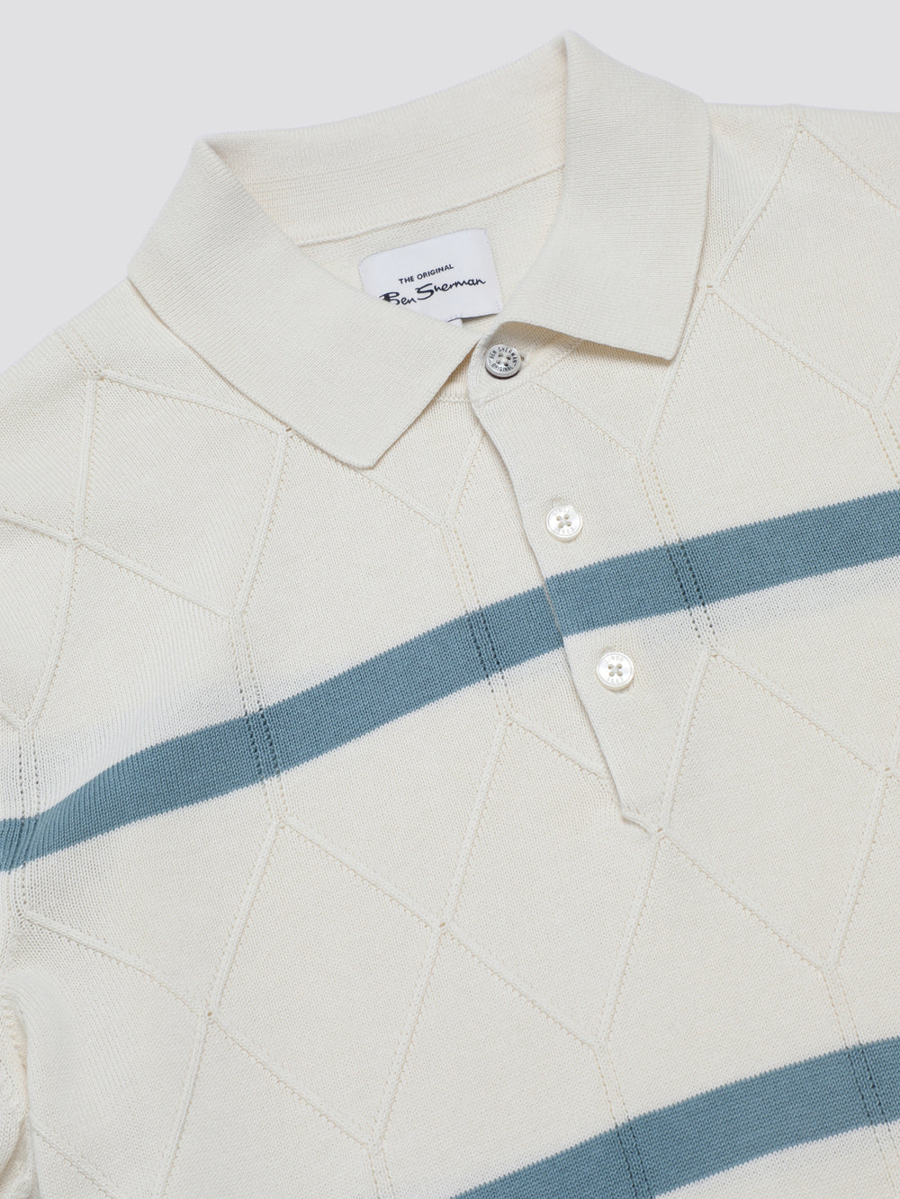 Dzianina Ben Sherman Signature Argyle Stripe Polo Białe | 91RDOWIVP