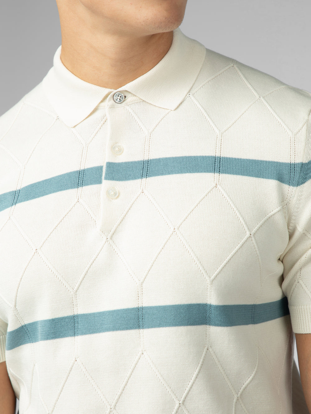 Dzianina Ben Sherman Signature Argyle Stripe Polo Białe | 91RDOWIVP