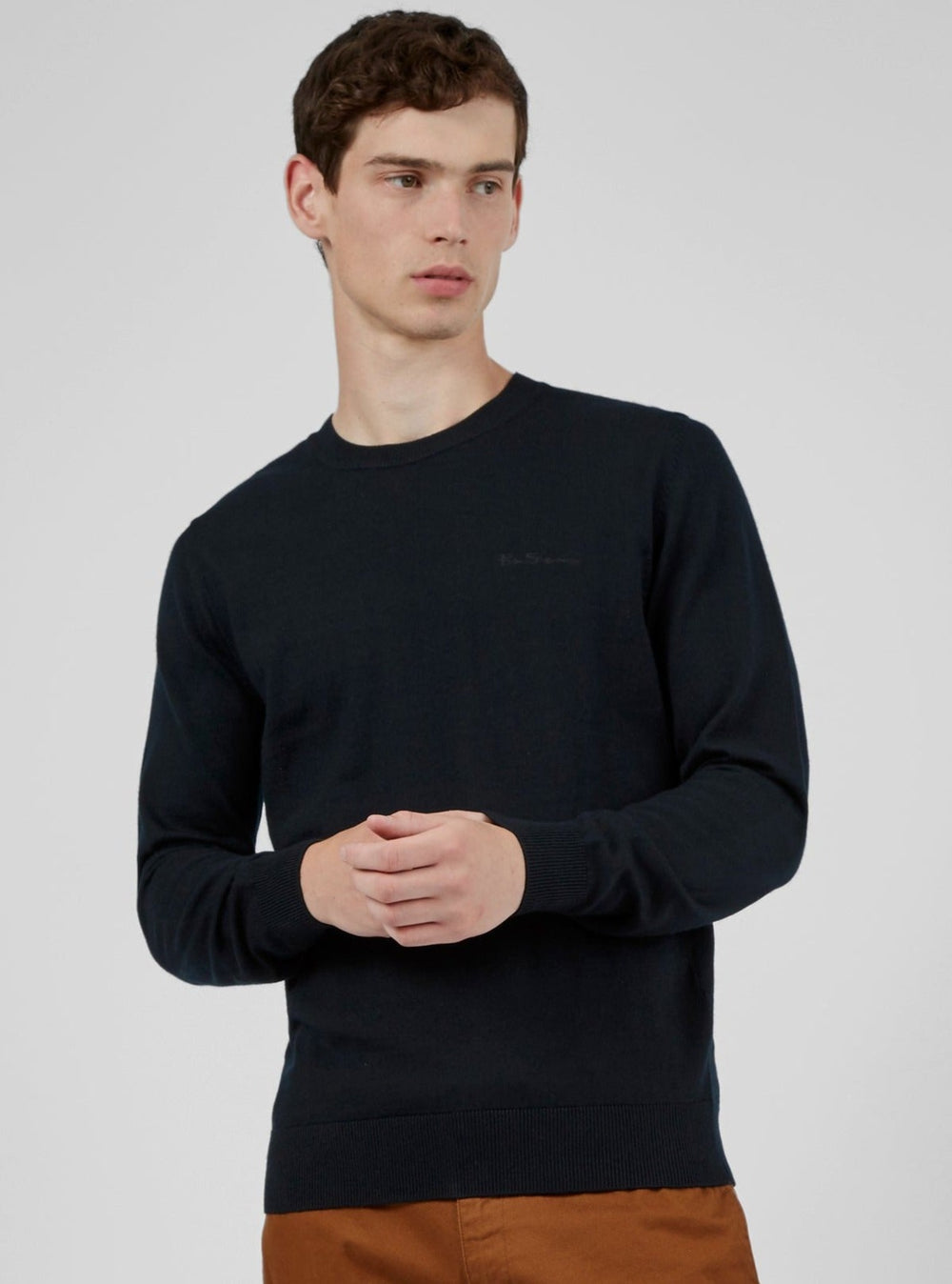 Dzianina Ben Sherman Signature Crewneck Czarne | 58PNXHVFA