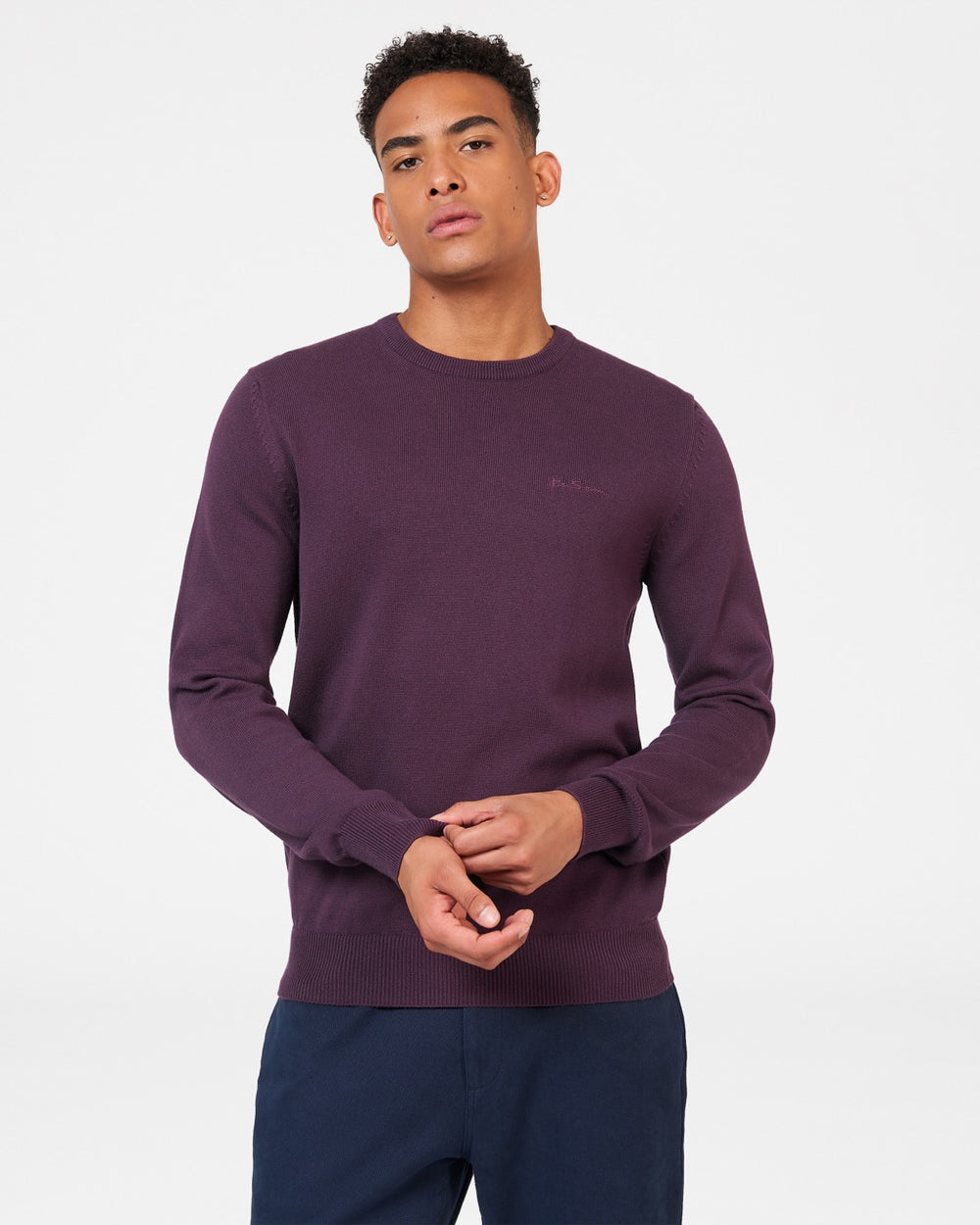 Dzianina Ben Sherman Signature Crewneck Fioletowe | 75UTKQCAX