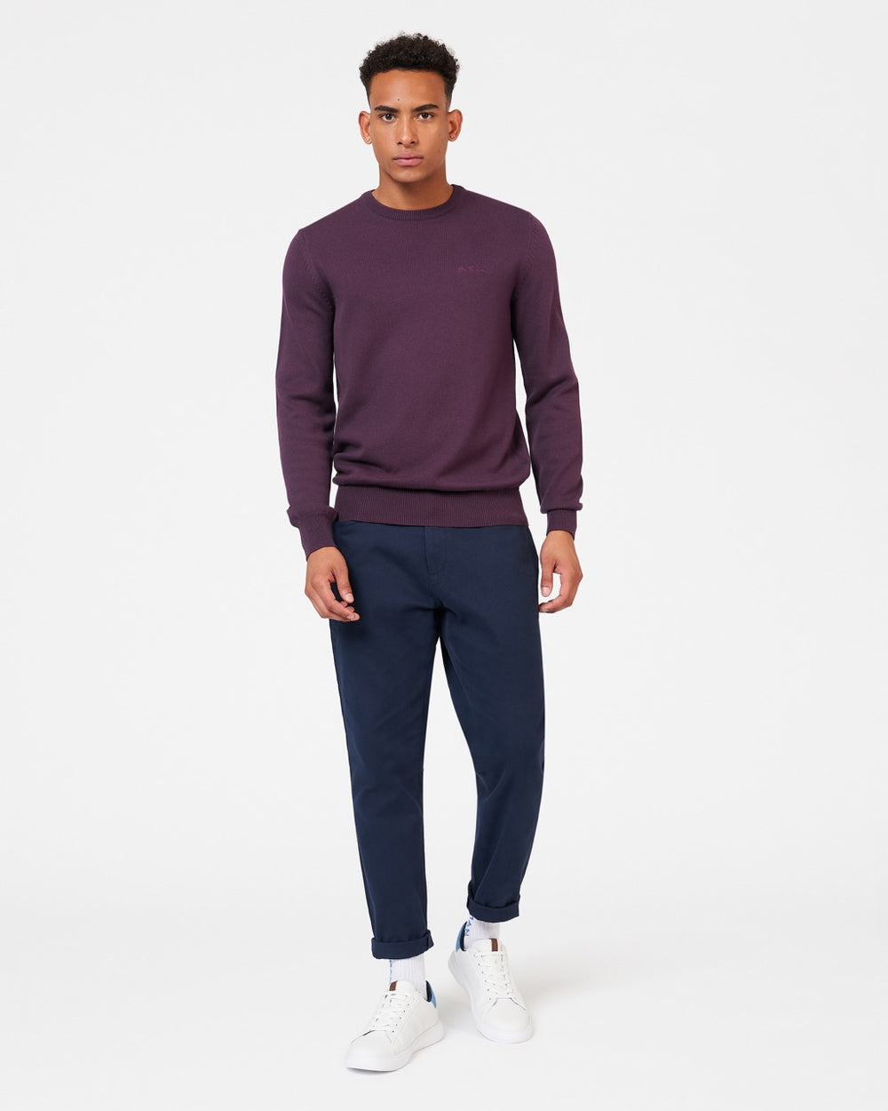 Dzianina Ben Sherman Signature Crewneck Fioletowe | 75UTKQCAX