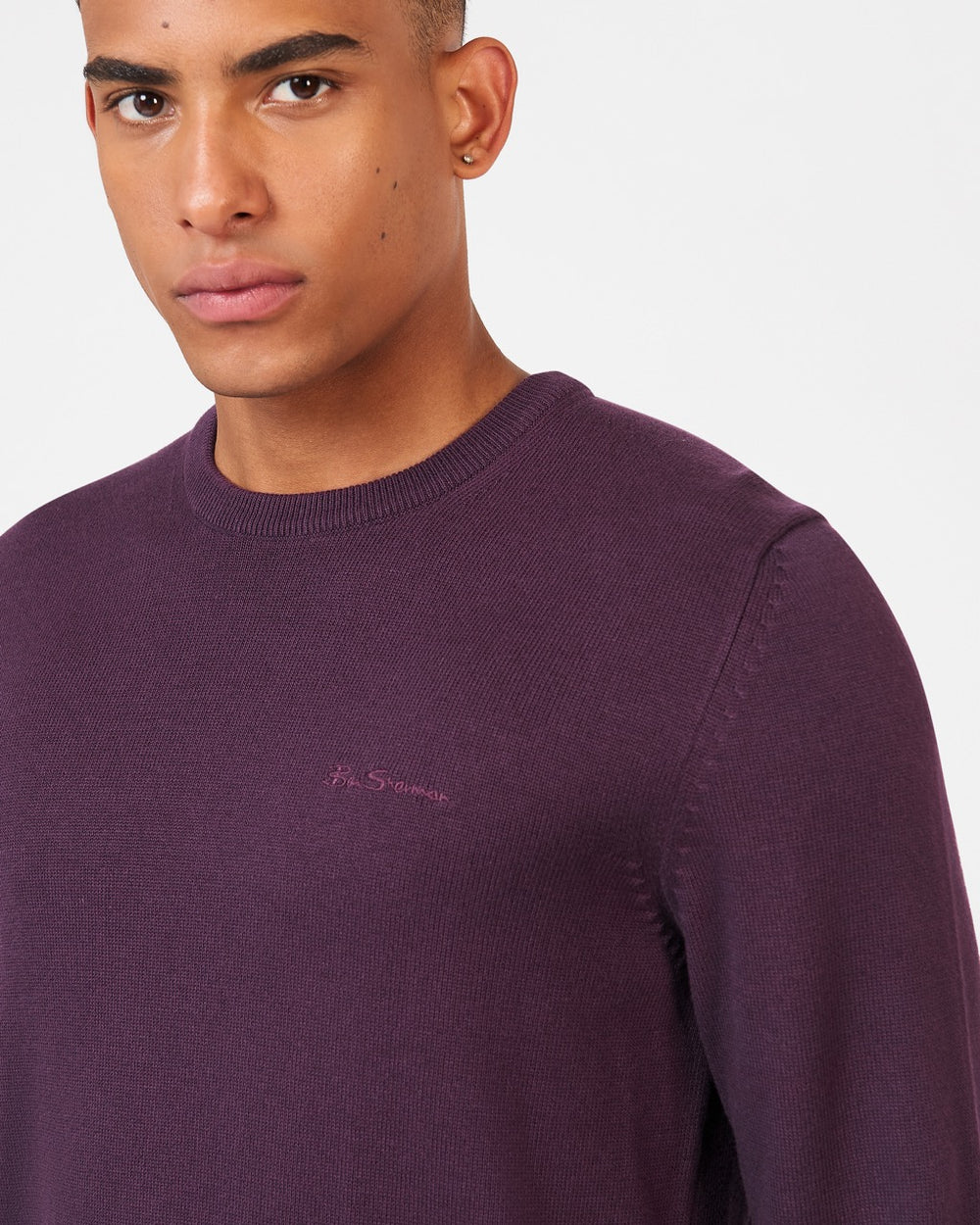 Dzianina Ben Sherman Signature Crewneck Fioletowe | 75UTKQCAX