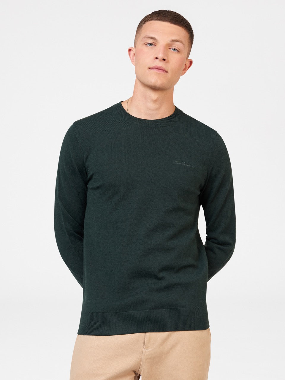 Dzianina Ben Sherman Signature Merino Crewneck Ciemny Zielone | 23AYVFTHN