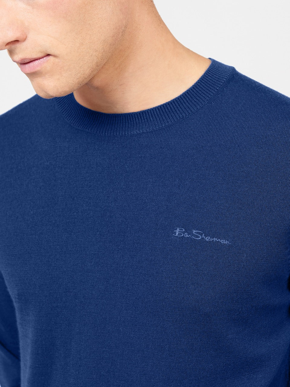 Dzianina Ben Sherman Signature Merino Crewneck Niebieskie | 38WLBNMCQ