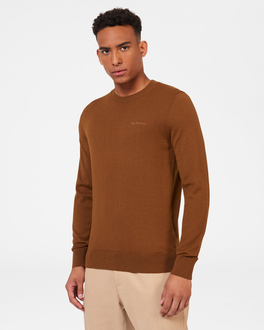 Dzianina Ben Sherman Signature Merino Crewneck Brązowe | 40XDZKUON