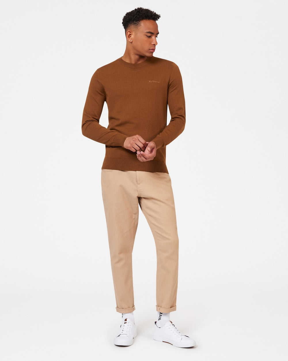 Dzianina Ben Sherman Signature Merino Crewneck Brązowe | 40XDZKUON