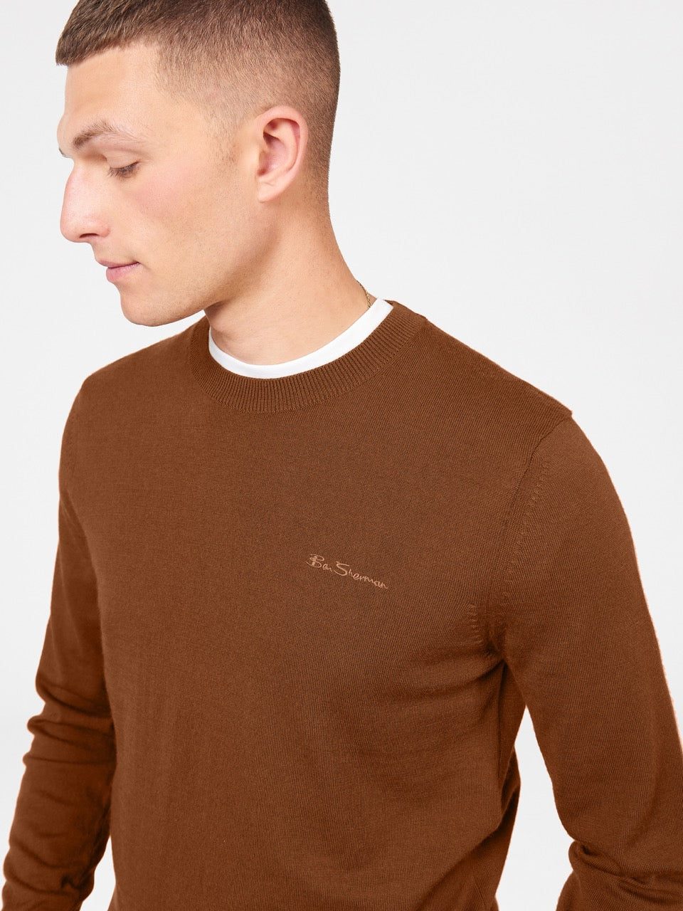 Dzianina Ben Sherman Signature Merino Crewneck Brązowe | 40XDZKUON