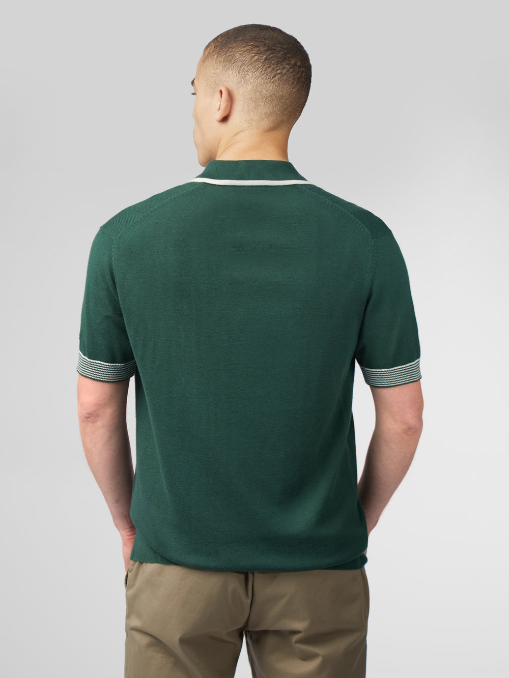 Dzianina Ben Sherman Signature Open Neck Polo Zielone | 32SUQWYAE