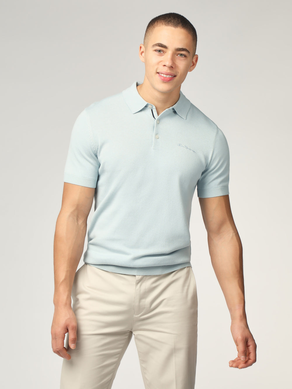 Dzianina Ben Sherman Signature Short Sleeve Polo Niebieskie | 51JNZSYUB