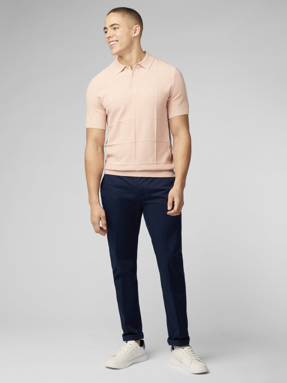 Dzianina Ben Sherman Signature Textured Polo Różowe | 90IQXJOLW