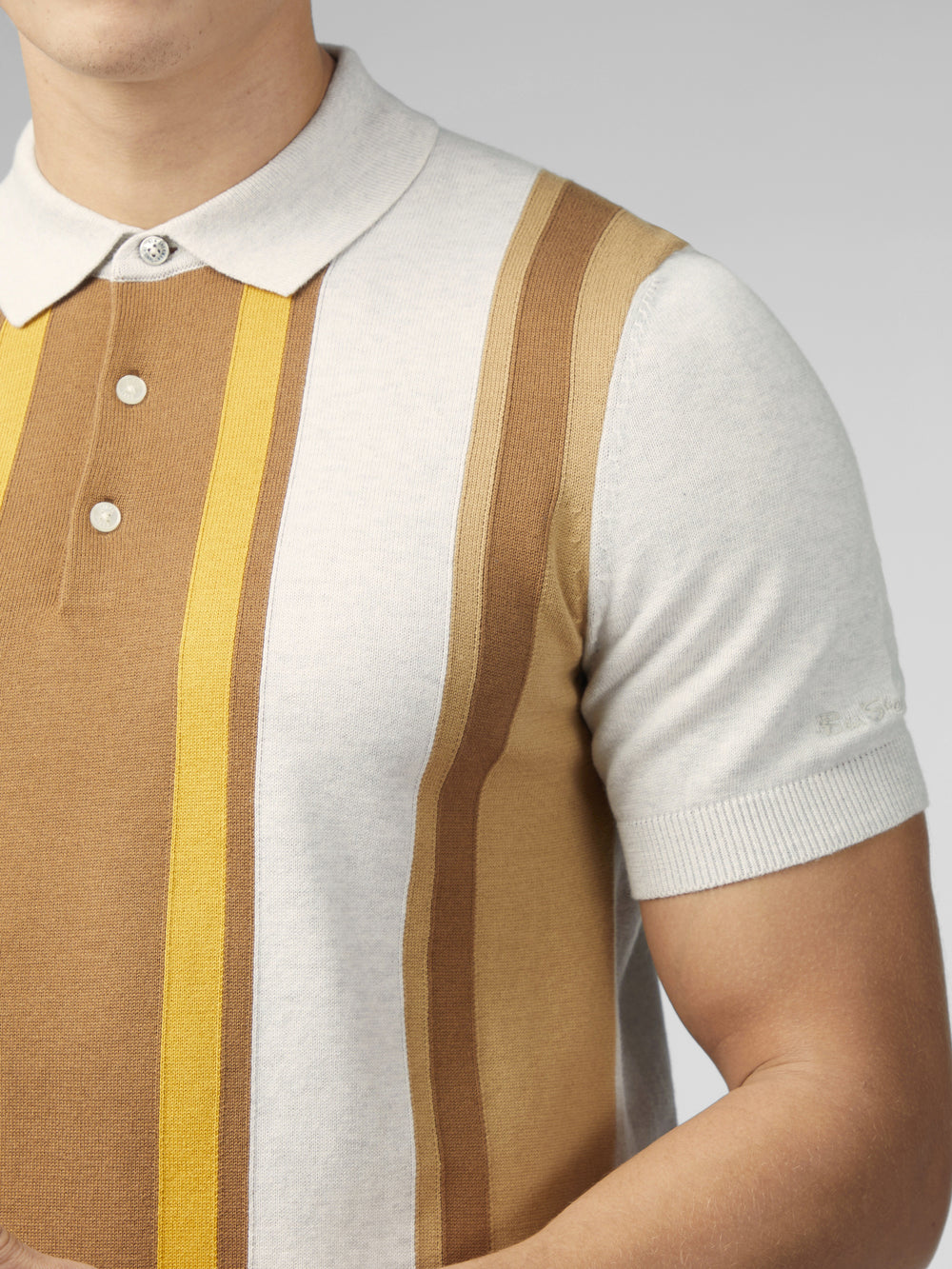 Dzianina Ben Sherman Signature Vertical Stripe Polo Białe | 18UOASGQN