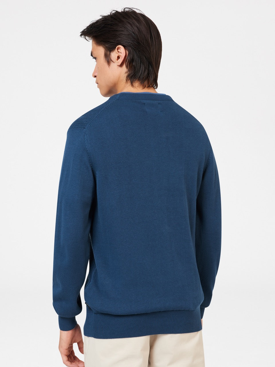 Dzianina Ben Sherman Textured Crewneck Indygo | 18KGUPITQ