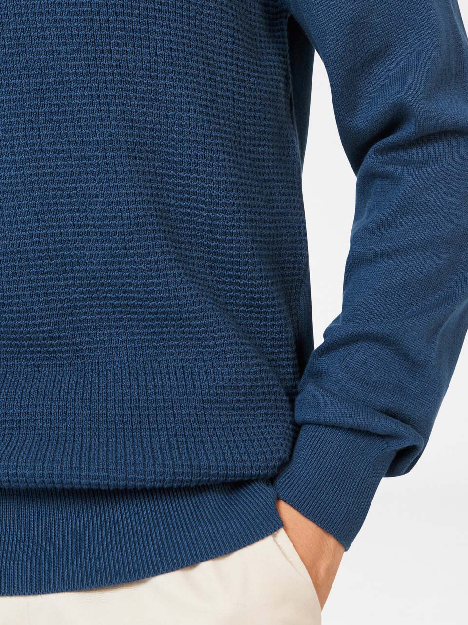 Dzianina Ben Sherman Textured Crewneck Indygo | 18KGUPITQ