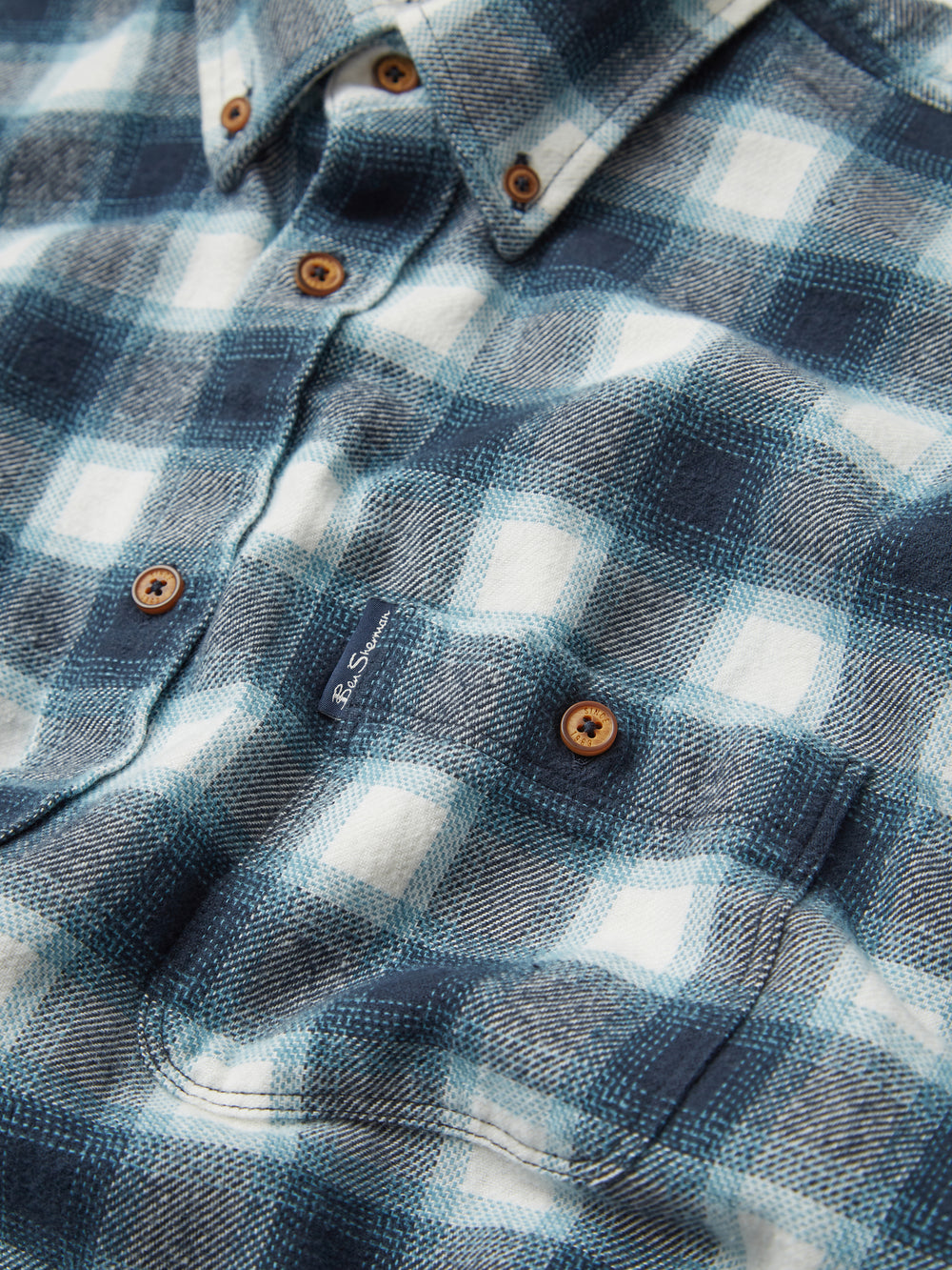 Koszule Ben Sherman Brushed Ombre Check Flannel Zielone | 62JXGTCRI