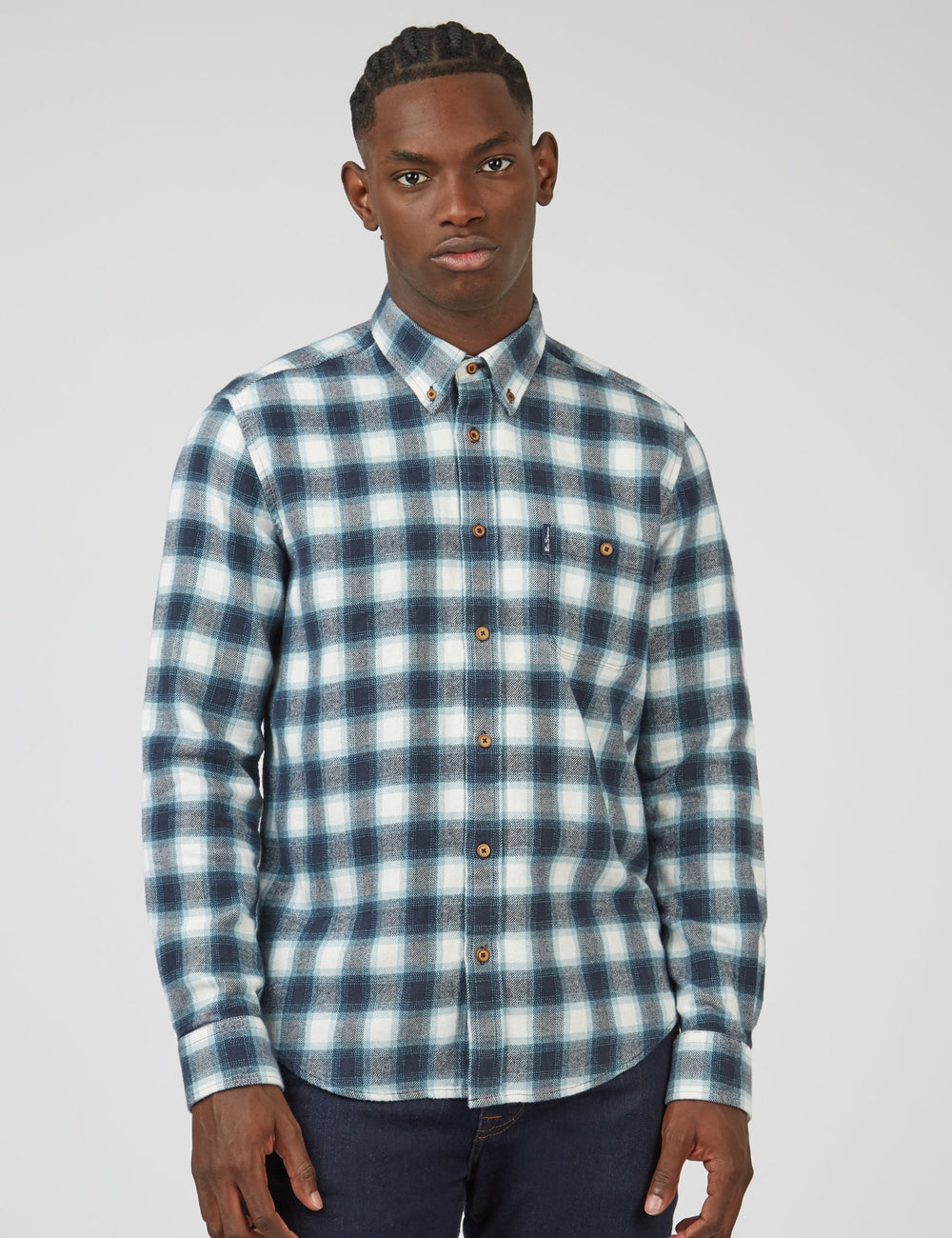 Koszule Ben Sherman Brushed Ombre Check Flannel Zielone | 62JXGTCRI