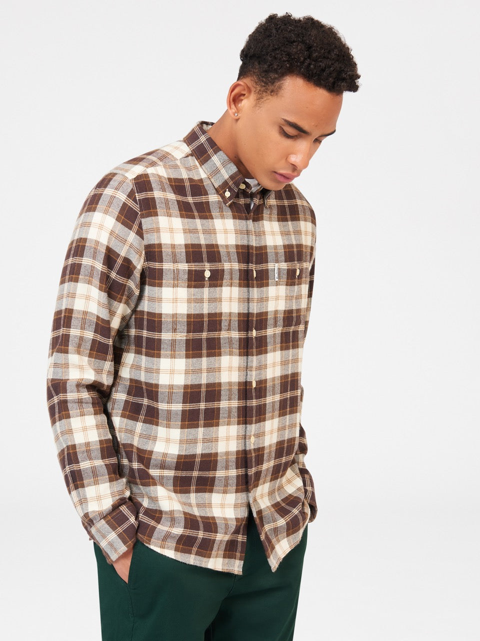 Koszule Ben Sherman Brushed Plain Check Czekolada | 29SLUBYVJ