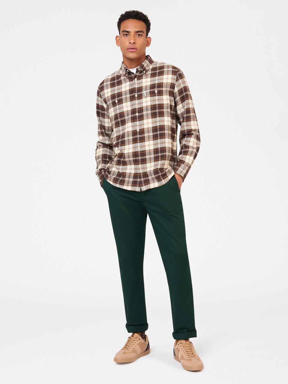 Koszule Ben Sherman Brushed Plain Check Czekolada | 29SLUBYVJ