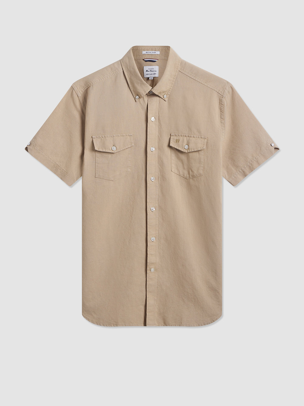 Koszule Ben Sherman Garment Dye Linen Brązowe | 58AWNDIGO