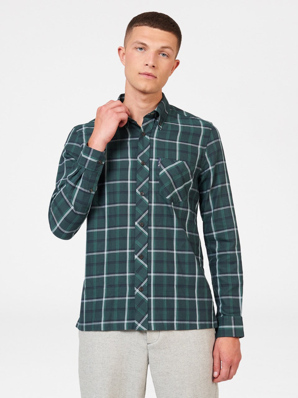 Koszule Ben Sherman Grid Check Zielone | 29YTEFUPB