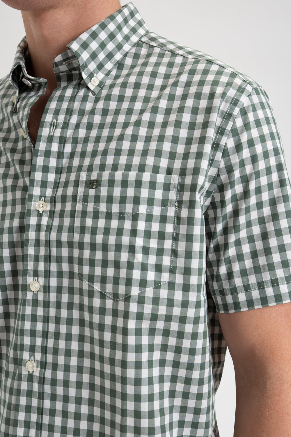 Koszule Ben Sherman House Poplin Gingham Oliwkowe | 21ISOGJPZ