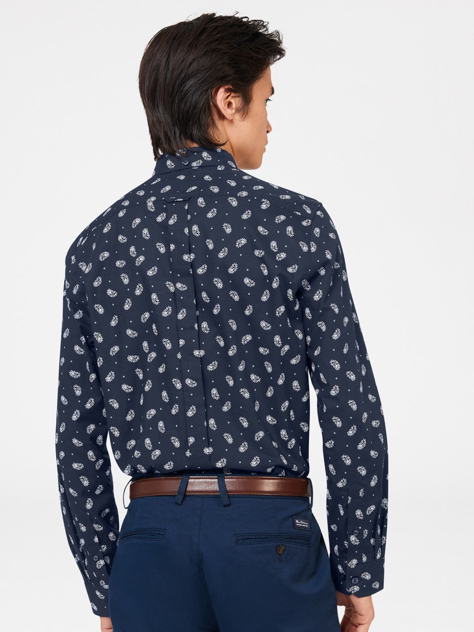 Koszule Ben Sherman Micro Paisley Granatowe | 42YHTWADF