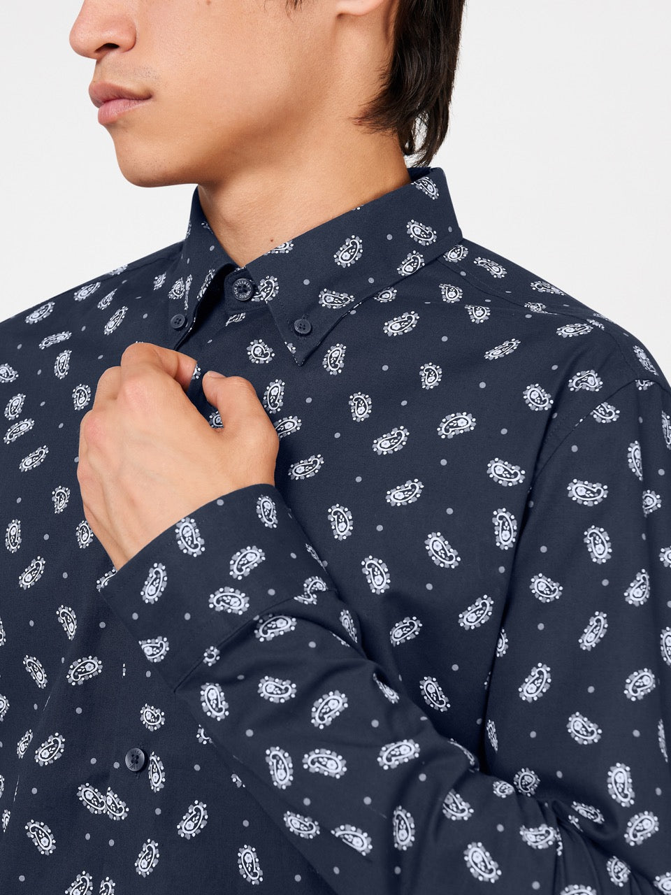 Koszule Ben Sherman Micro Paisley Granatowe | 42YHTWADF