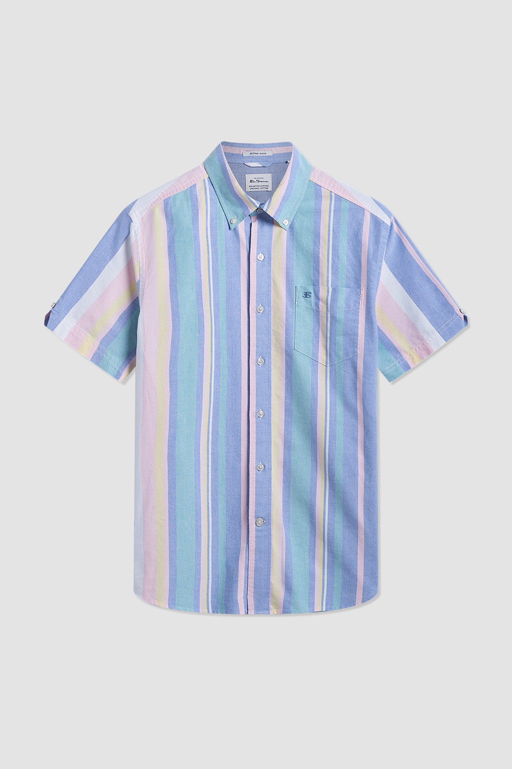 Koszule Ben Sherman Short Sleeve Brighton Oxford Organic Stripe Kolorowe | 54UBSDHGK