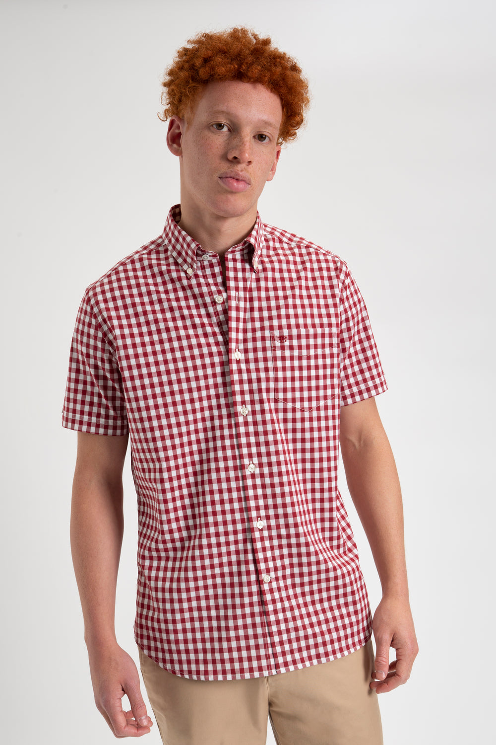 Koszule Ben Sherman Short Sleeve House Poplin Gingham Bordowe | 19YNFJLHG