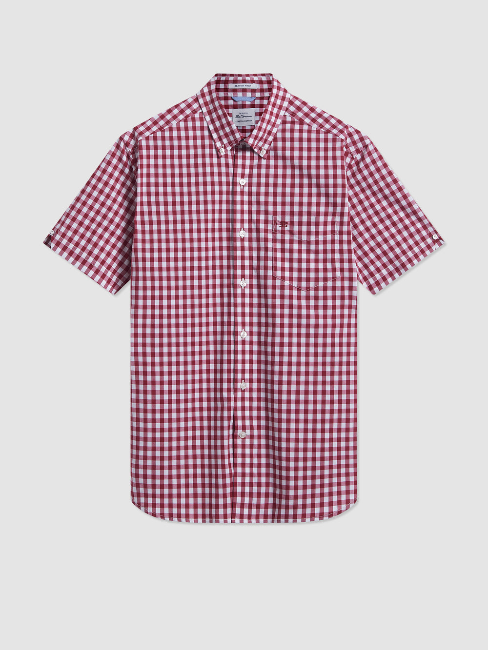 Koszule Ben Sherman Short Sleeve House Poplin Gingham Bordowe | 19YNFJLHG