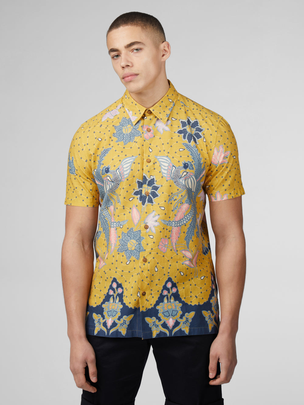 Koszule Ben Sherman Signature Abstract Botanical Print Żółte | 20TSGDPHZ