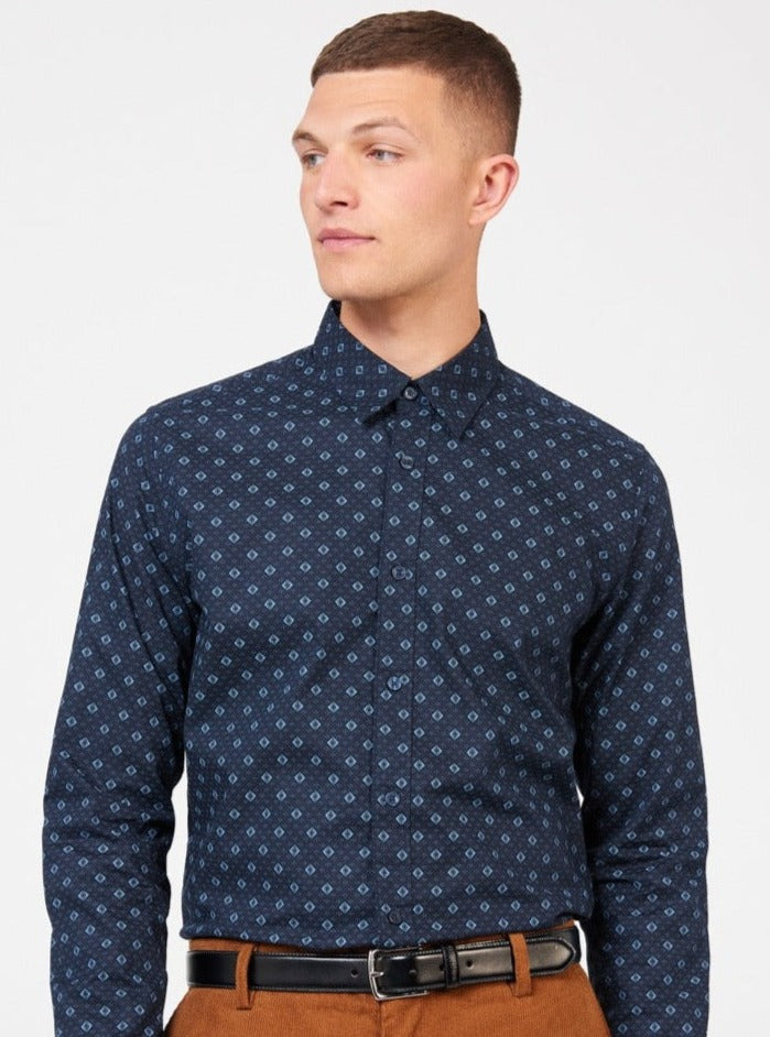 Koszule Ben Sherman Signature Geo Niebieskie | 09SGRPOWF