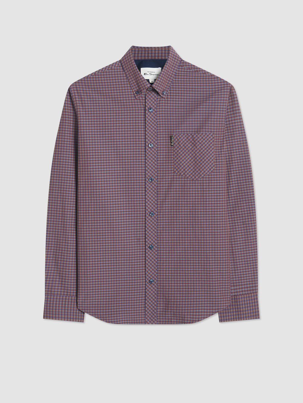 Koszule Ben Sherman Signature Gingham Long-Sleeve Fioletowe | 91HGLWDFJ