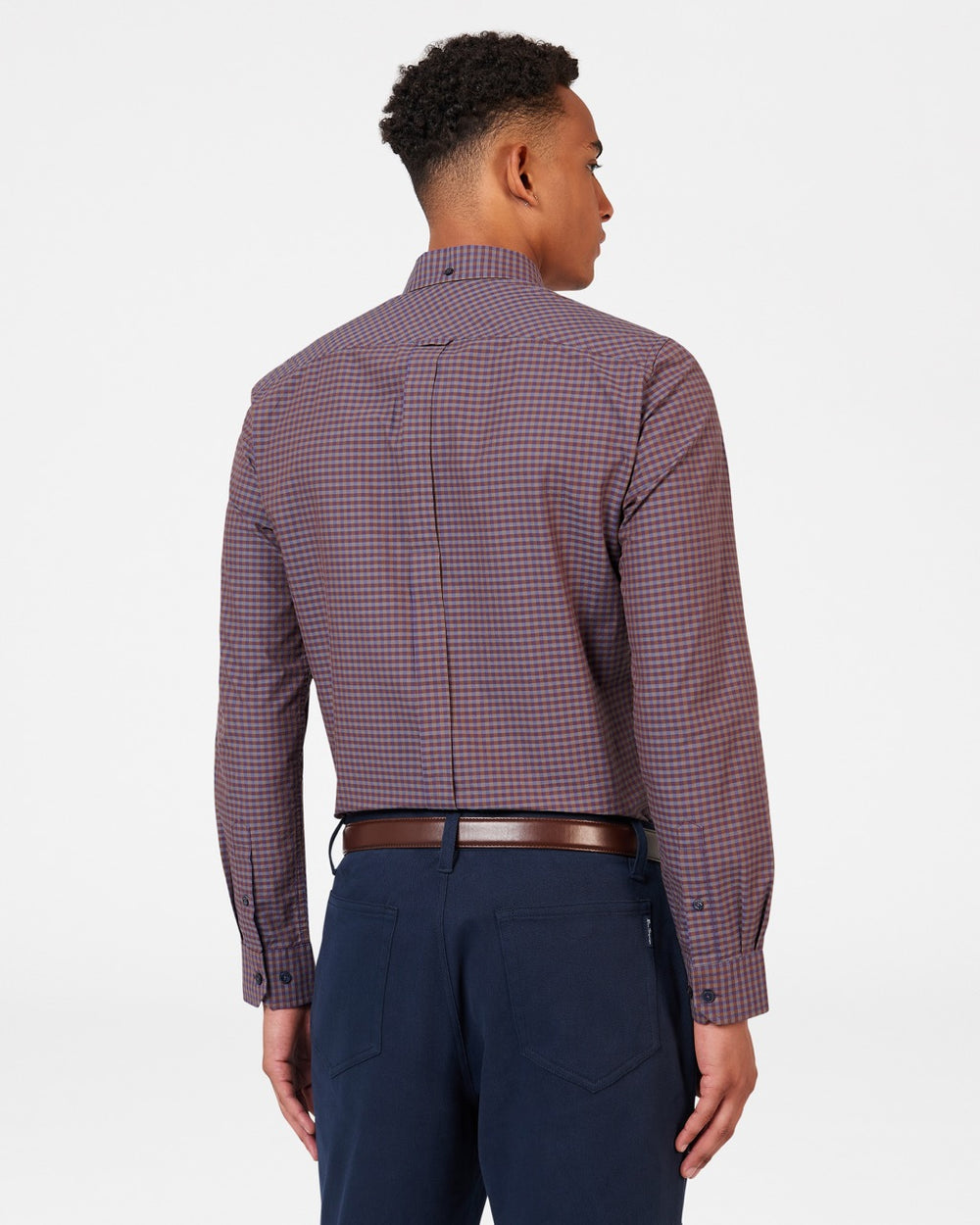 Koszule Ben Sherman Signature Gingham Long-Sleeve Fioletowe | 91HGLWDFJ