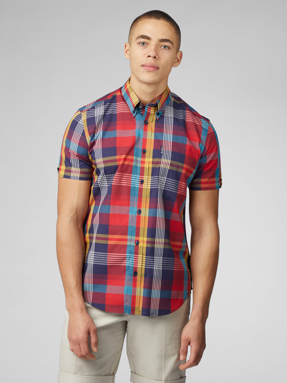 Koszule Ben Sherman Signature Large Madras Check Czerwone | 74UCINJWK