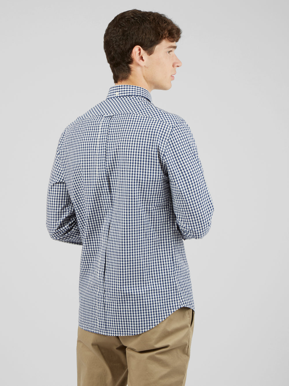 Koszule Ben Sherman Signature Long-Sleeve Gingham Ciemny Niebieskie | 81FAMKYCP